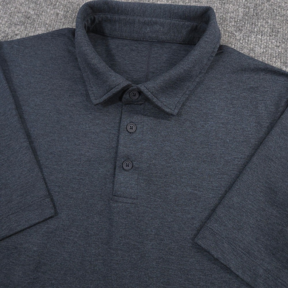 Lululemon Evolution Polo Shirt Mens Large Navy Heather Performance Golf Preppy